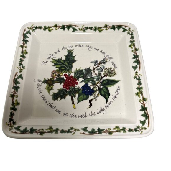 Portmeirion Botanic Garden Holly & Ivy Square Salad Plate 8.5" Christmas - Picture 1 of 6